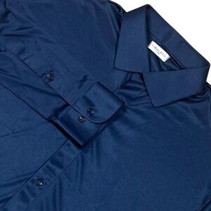 Collars & Co Button Up Long Sleeve Shirt Mens XL Navy Performance Fabric Stretch